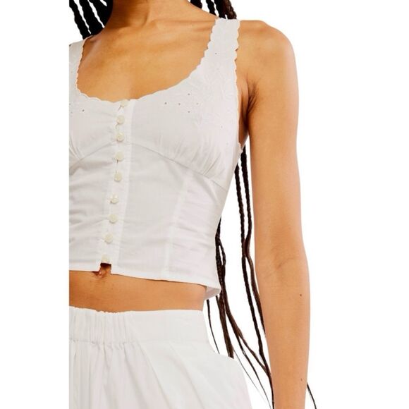 Free People elastic waist cotton pant. White eyelet camisole top elastic. XL - Picture 10 of 13